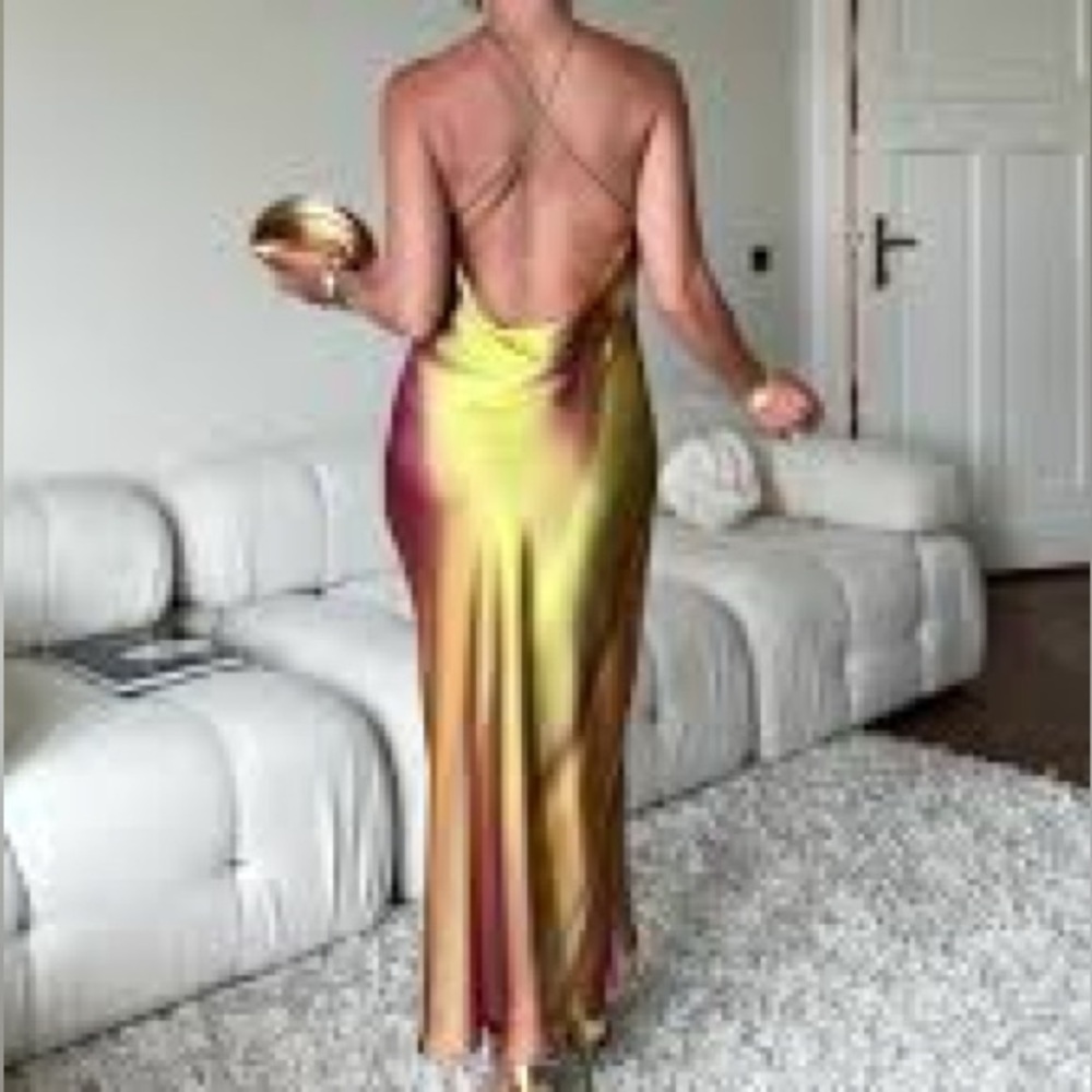 ZARA Tie Dye Backless Midi Dress NWT L - Picture 4 of 16